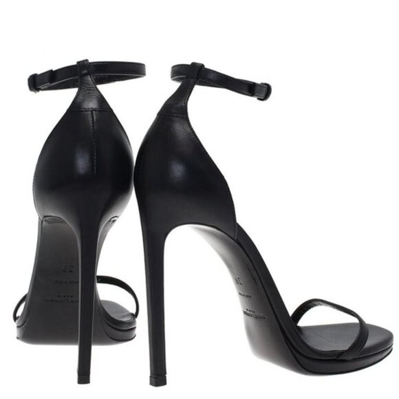 BRAND NEW Saint Laurent Paris Black Leather Jane Ankle Strap Sandals heels sz 39 - Picture 5 of 6